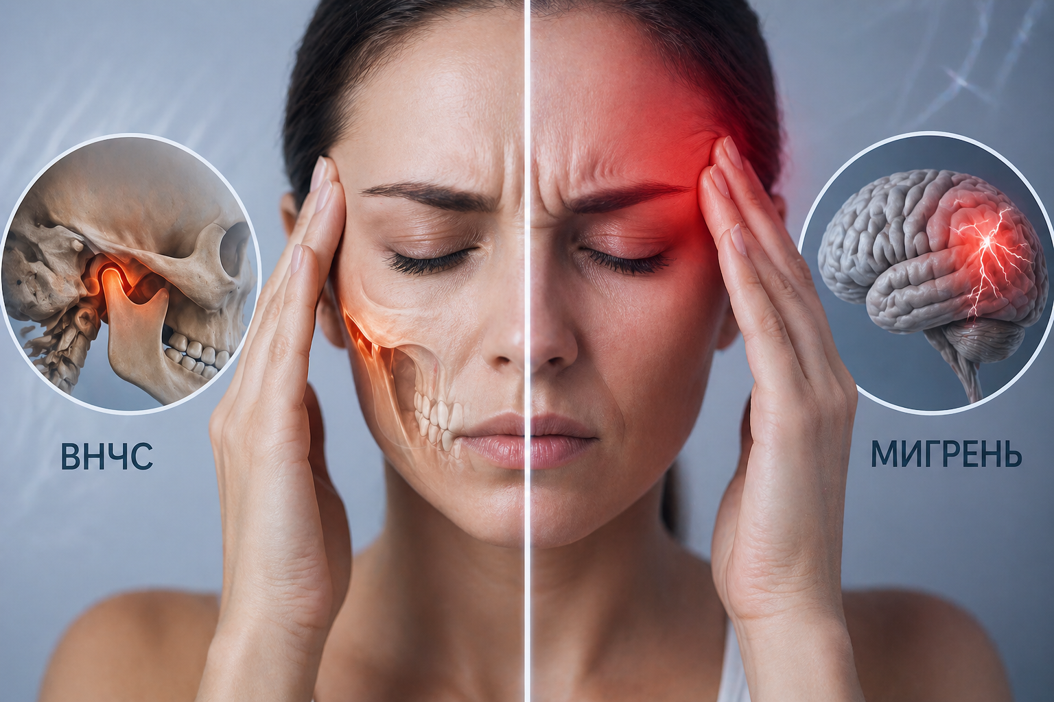 Боль в висках и челюсти: как отличить ВНЧС от мигрени